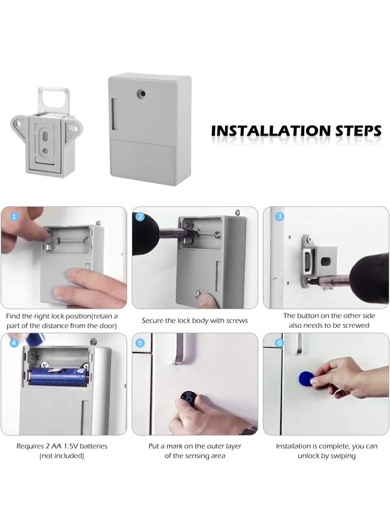 قفل خزانة إلكتروني ذكي – قفل غير مرئي بدون ثقب مزود ببطاقة RFID و3 سلاسل مفاتيح، مثالي للمكاتب والمكتبات والساونا والمصانع وصناديق الأمان. - Image 3